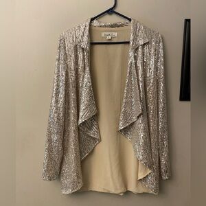 Vine & Love Silver Sequin Button Down Shirt